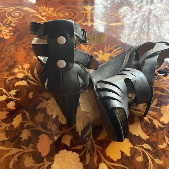 NINE WEST work pumps heels lot Black wedge sandals & perfect pumps sz6 6.5 - Picture 3 of 7